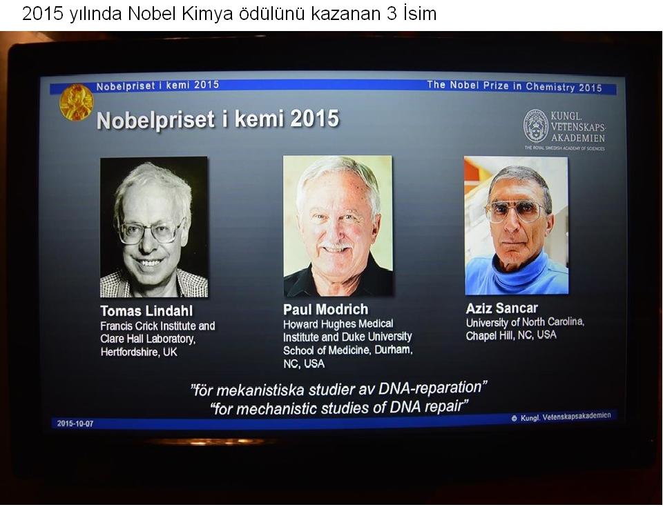 Prof. Dr. Aziz Sancar Nobel Kimya Ödülü'nü kazan ilk Türk oldu.